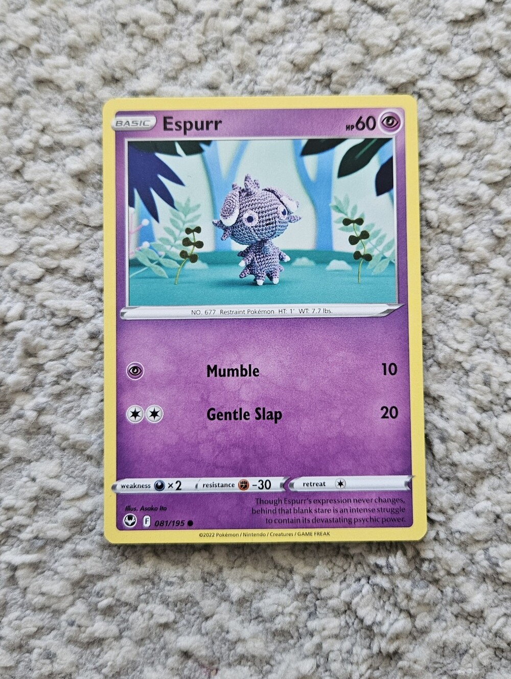 POKEMON TCG Card Espurr Silver Tempest Asako Ito 081/195